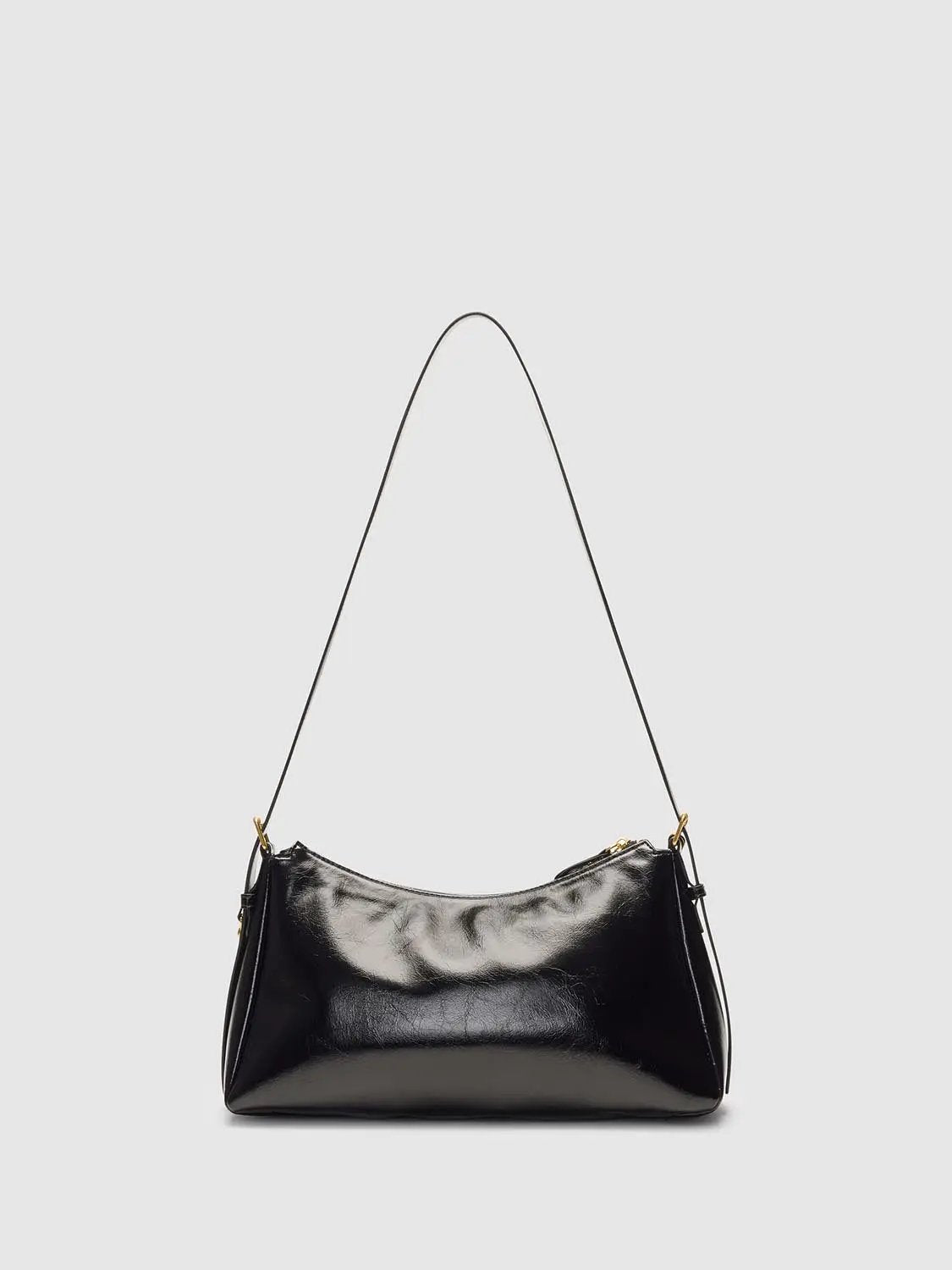Black Gold Chain Artificial Leather Shoulder Bag