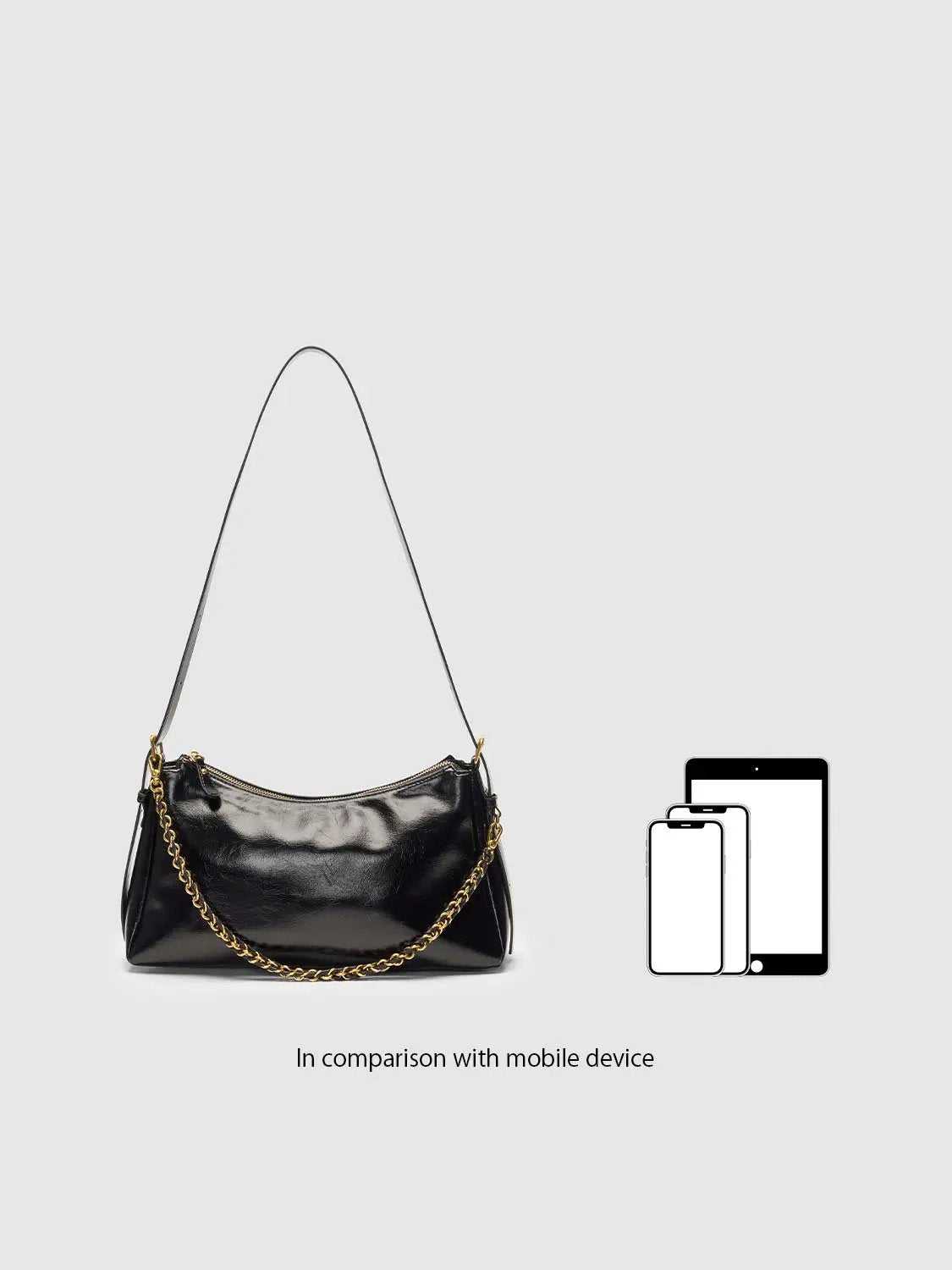 Black Gold Chain Artificial Leather Shoulder Bag