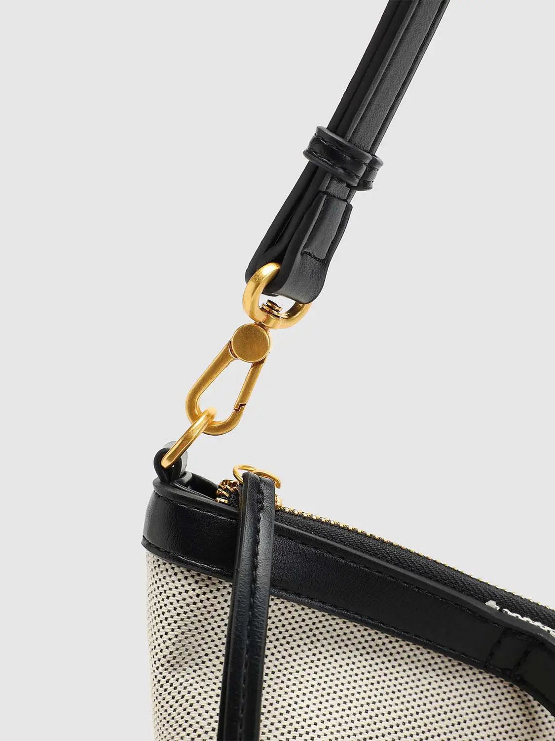 Textile Textured Weave Zippered Front Pocket Shoulder Bag