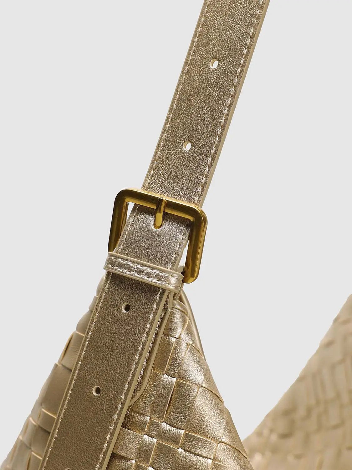 Metallic Faux Leather Hobo Shoulder Bag