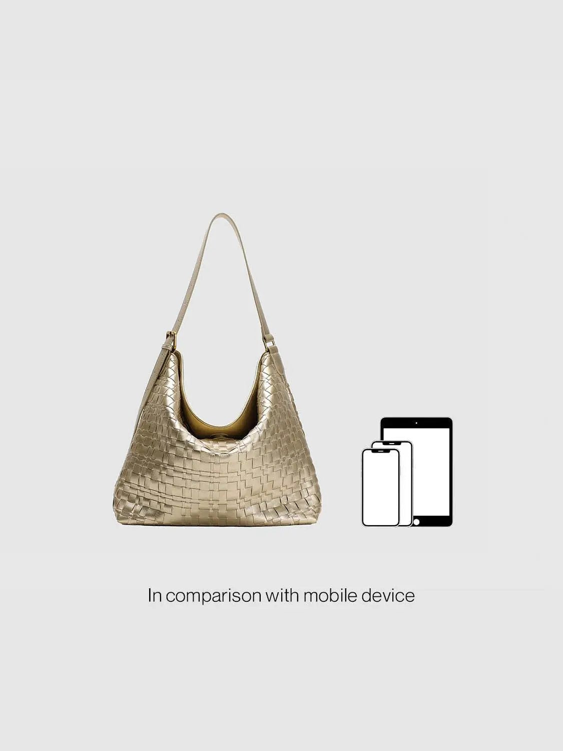 Metallic Faux Leather Hobo Shoulder Bag