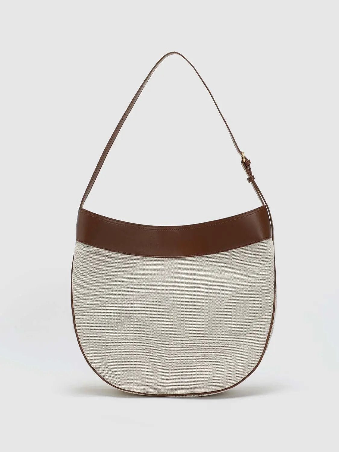 Color Block Canvas Leather Trim Hardware Casual Shoulder Bag