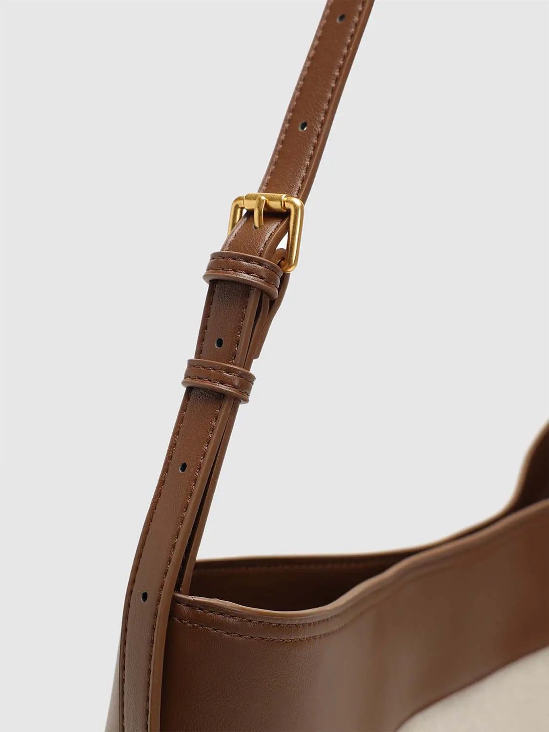 Color Block Canvas Leather Trim Hardware Casual Shoulder Bag