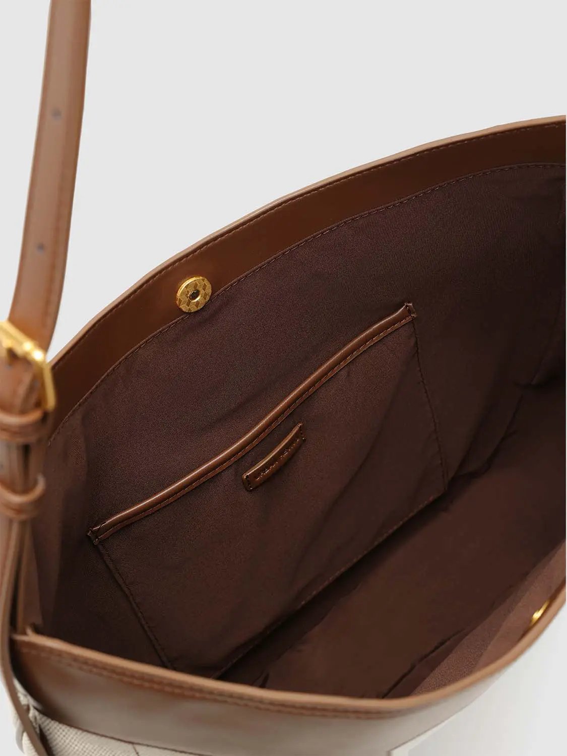 Color Block Canvas Leather Trim Hardware Casual Shoulder Bag