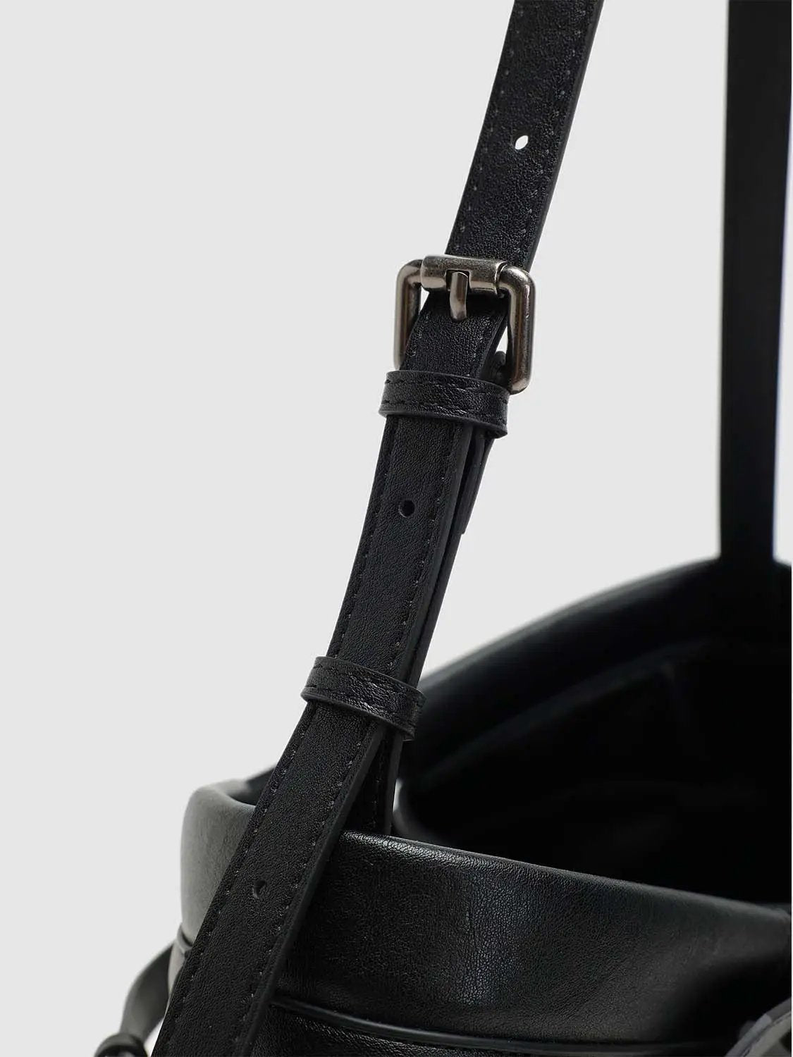 Layered Strap Detail Overlapping Panels Shoulder Bag