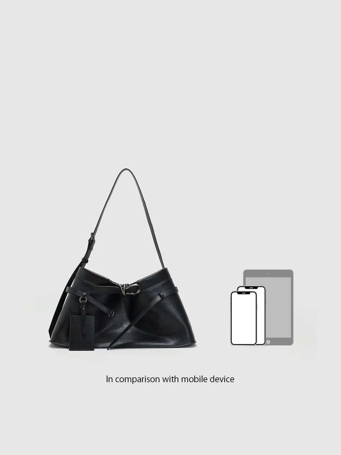 Layered Strap Detail Overlapping Panels Shoulder Bag