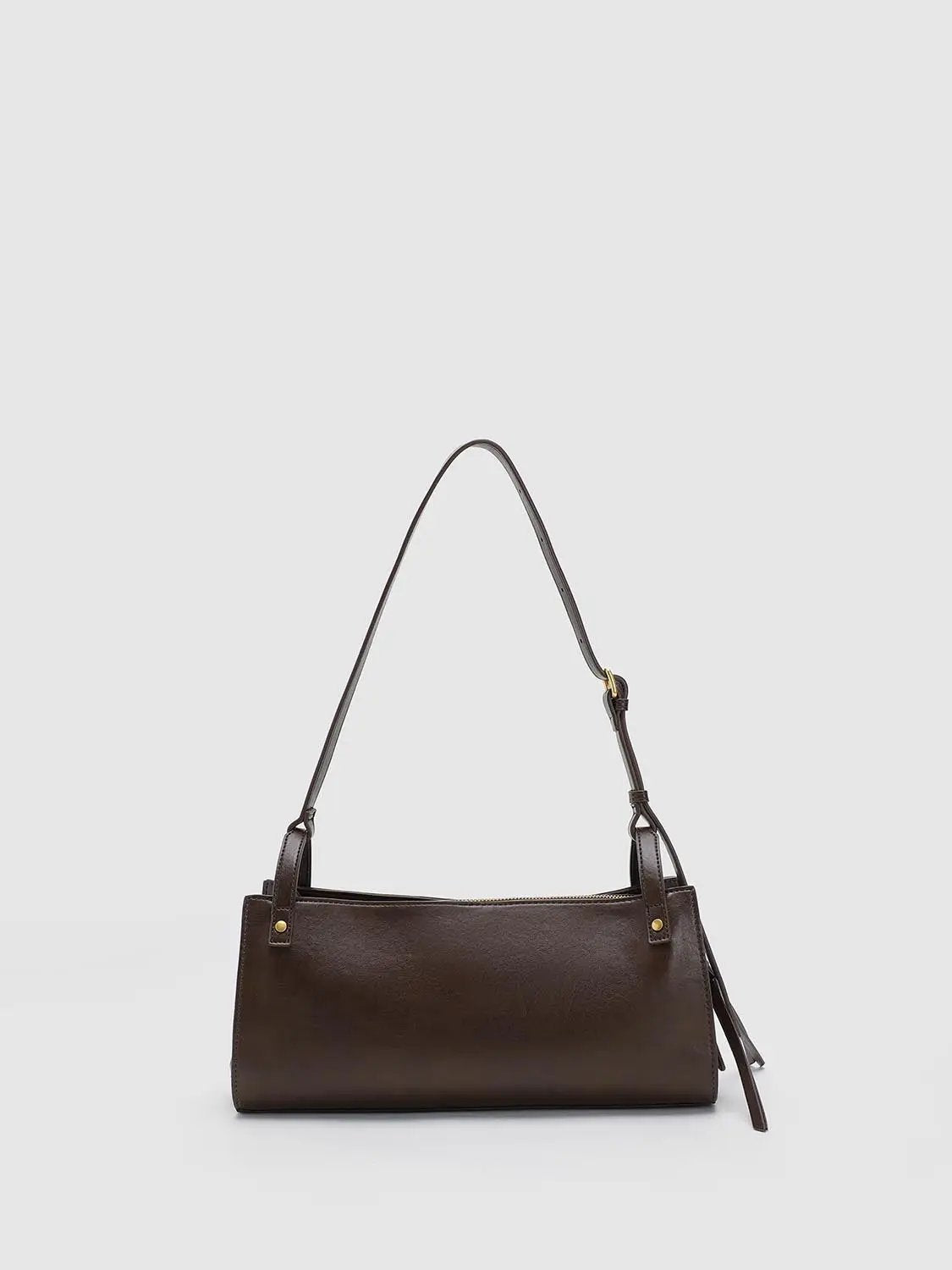Zip Top Padlockcharm Long Strap Shoulder Bag