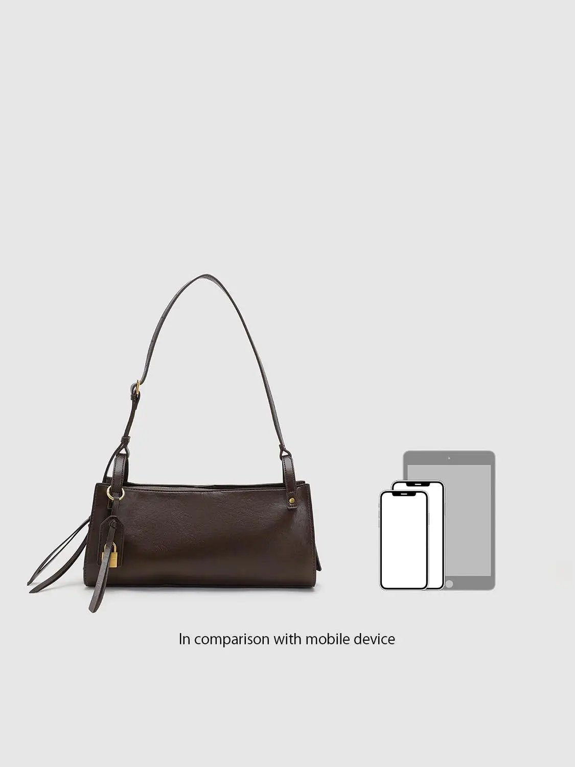 Zip Top Padlockcharm Long Strap Shoulder Bag