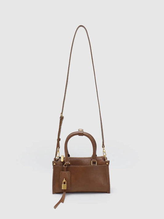 Structured Top Handle Crossbody Bag With Padlock Detail
