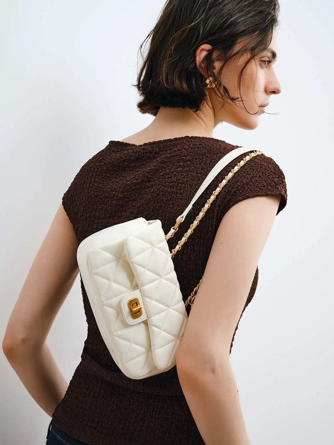 Quilted Chain Shoulder Satchel Bag