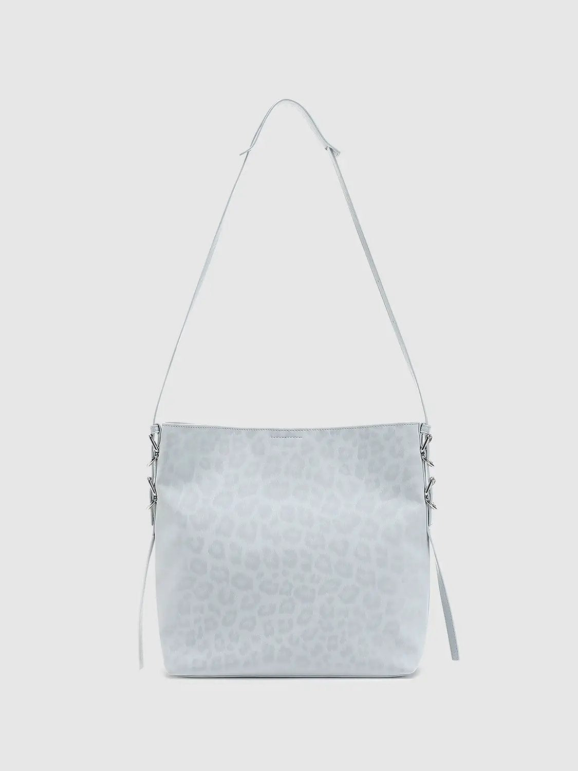 Faux Leather Leopard Print Textured Shoulder Bag