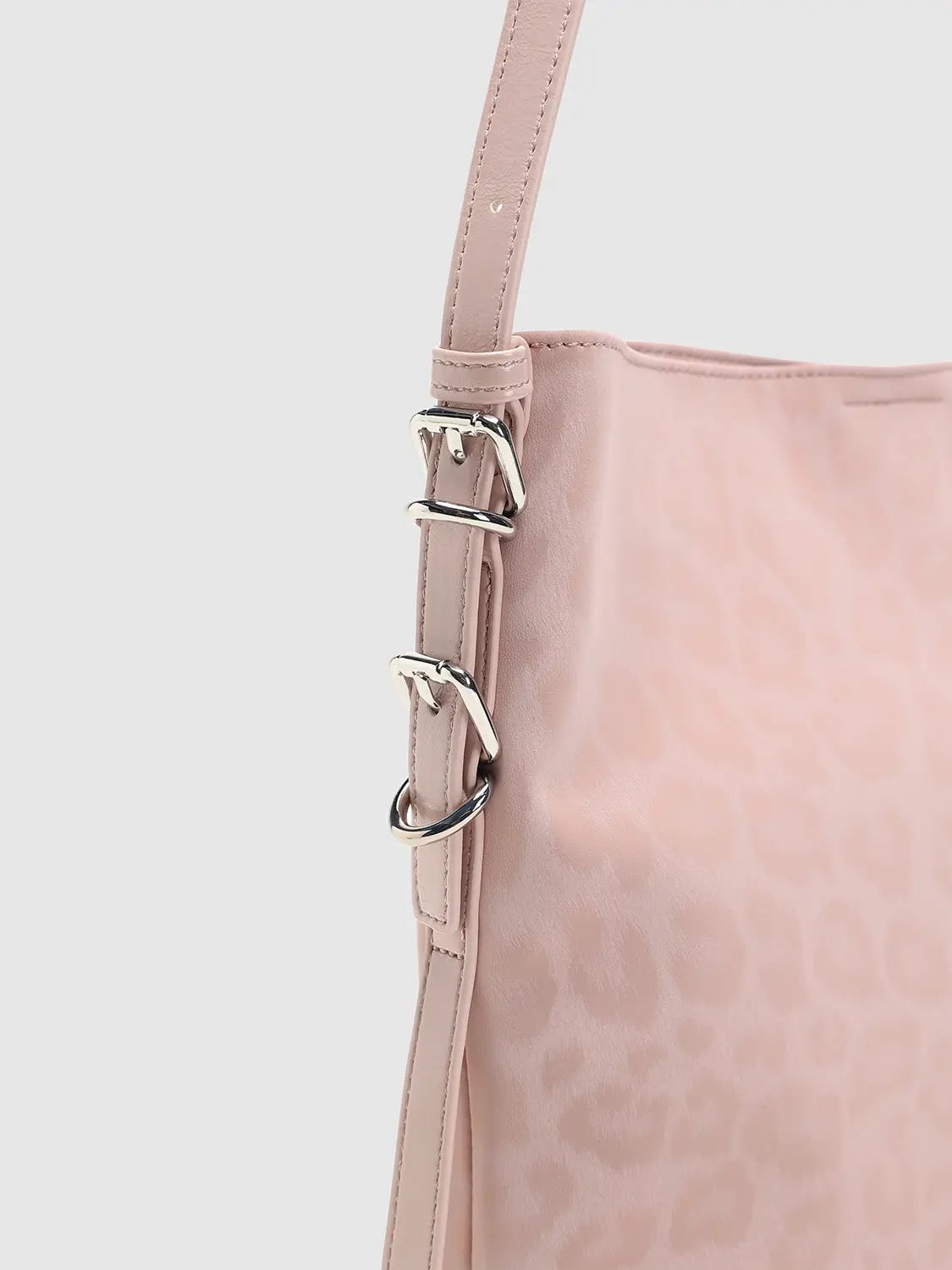 Faux Leather Leopard Print Textured Shoulder Bag