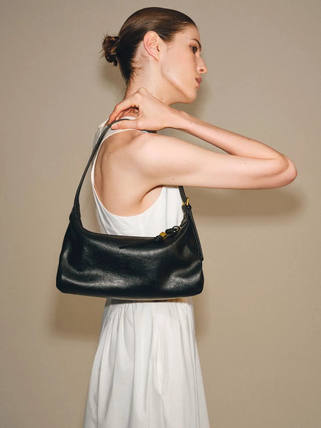 White Artificial Leather Hobo Bag