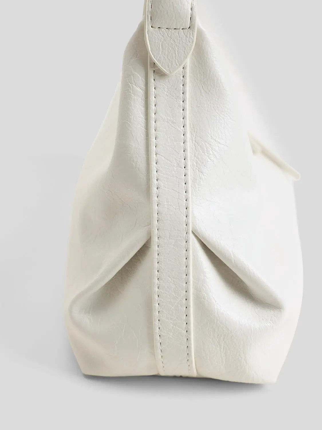 White Artificial Leather Hobo Bag