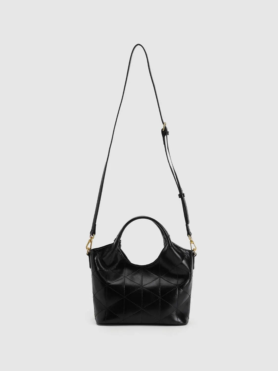 Quilted Gold Chain Top Handle Crossbody Bag