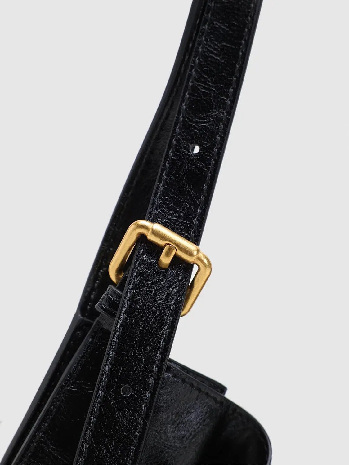 Black Triangular Shoulder Bag With Gold Chain Detail