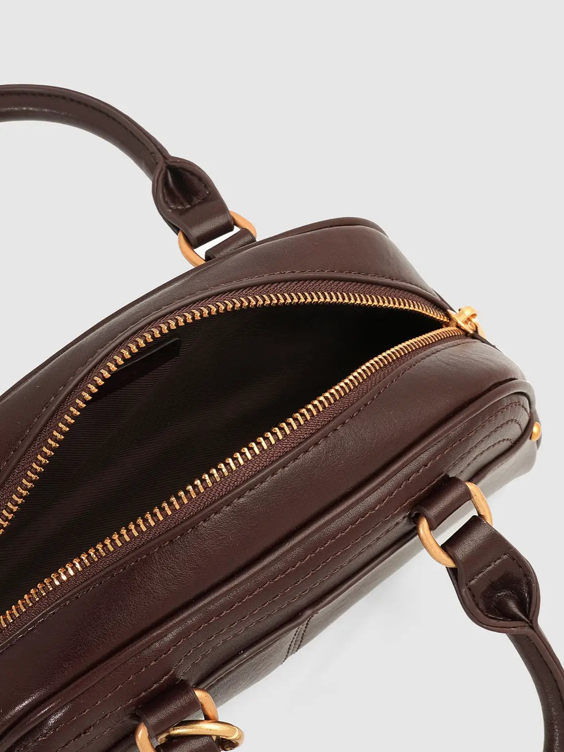Brown Top Handle Crossbody Bag With Charm Detail