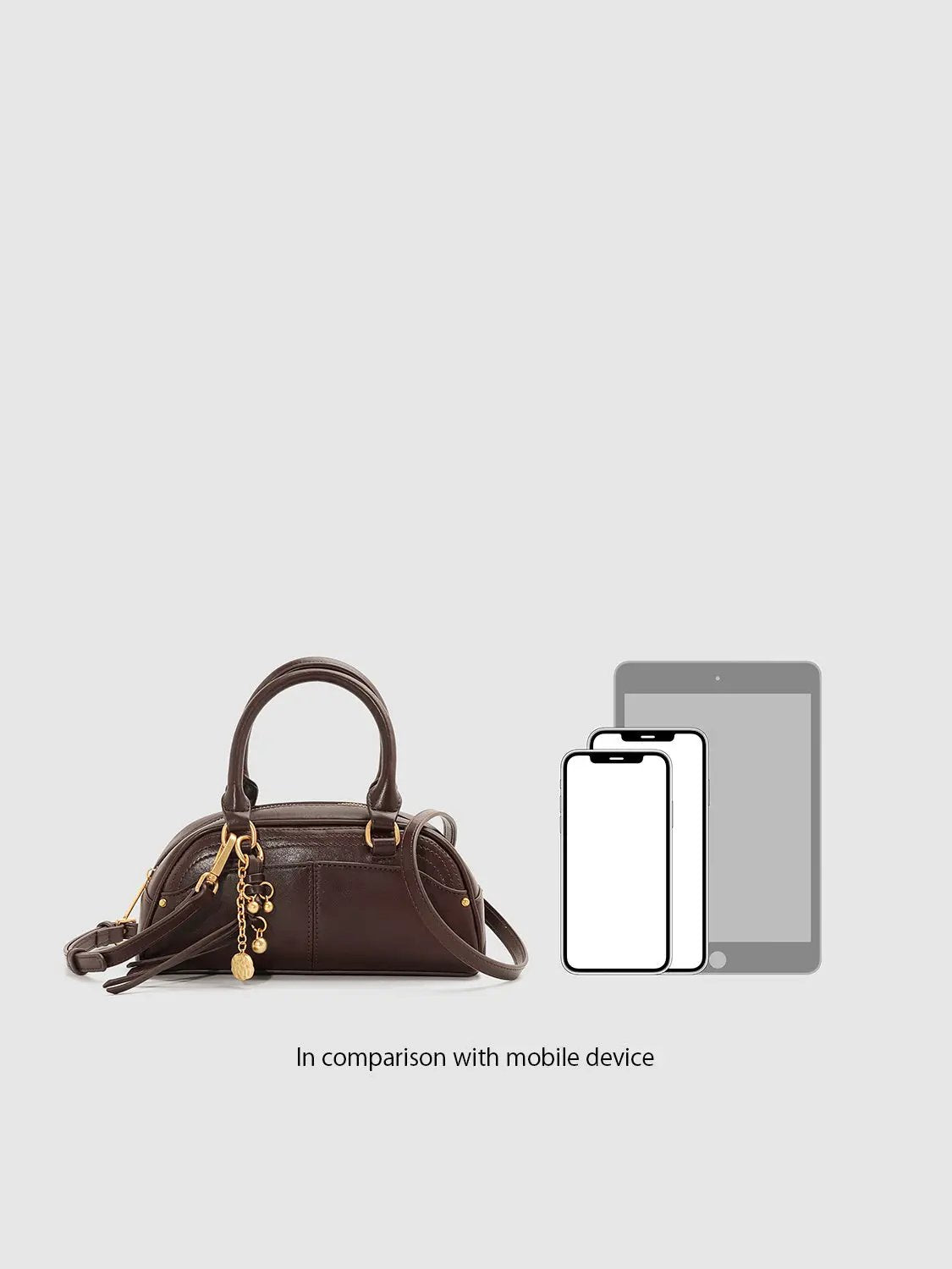 Brown Top Handle Crossbody Bag With Charm Detail