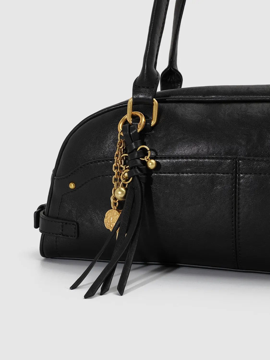 Dome Shape Shoulder Bag With Tassel Charm