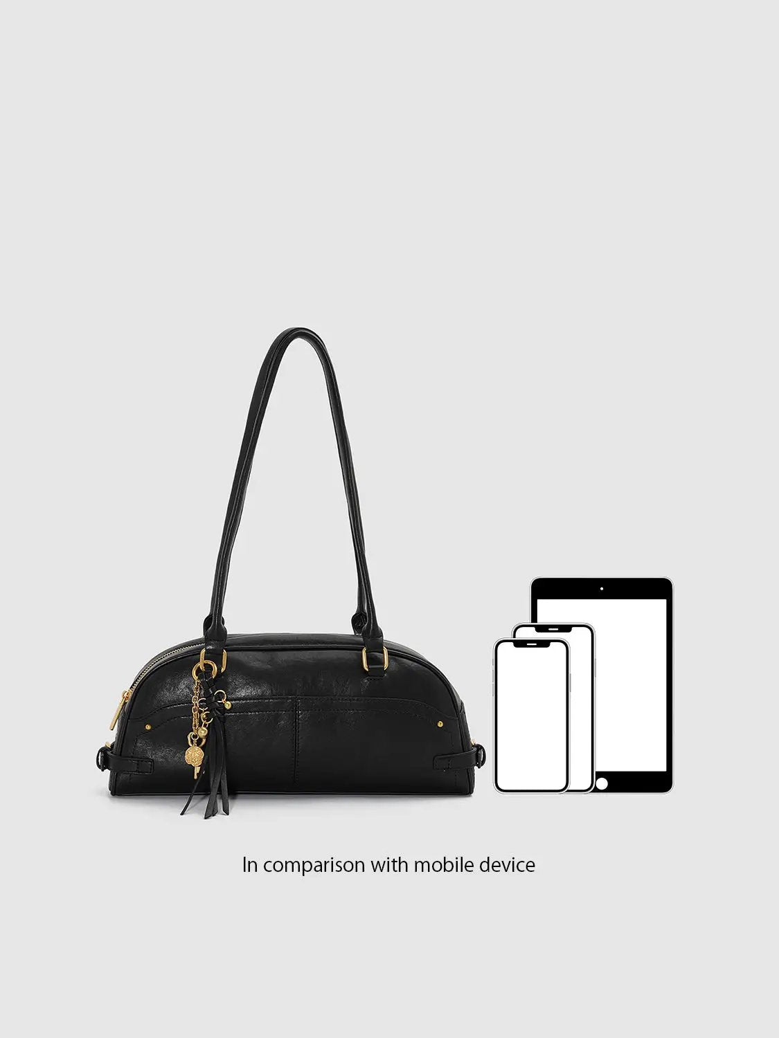 Dome Shape Shoulder Bag With Tassel Charm