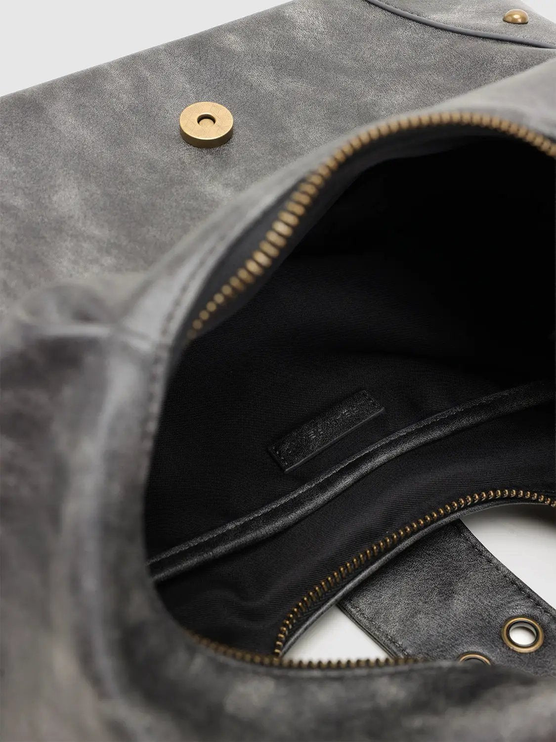 Crescent Shaped Buckle-front Shoulder Bag