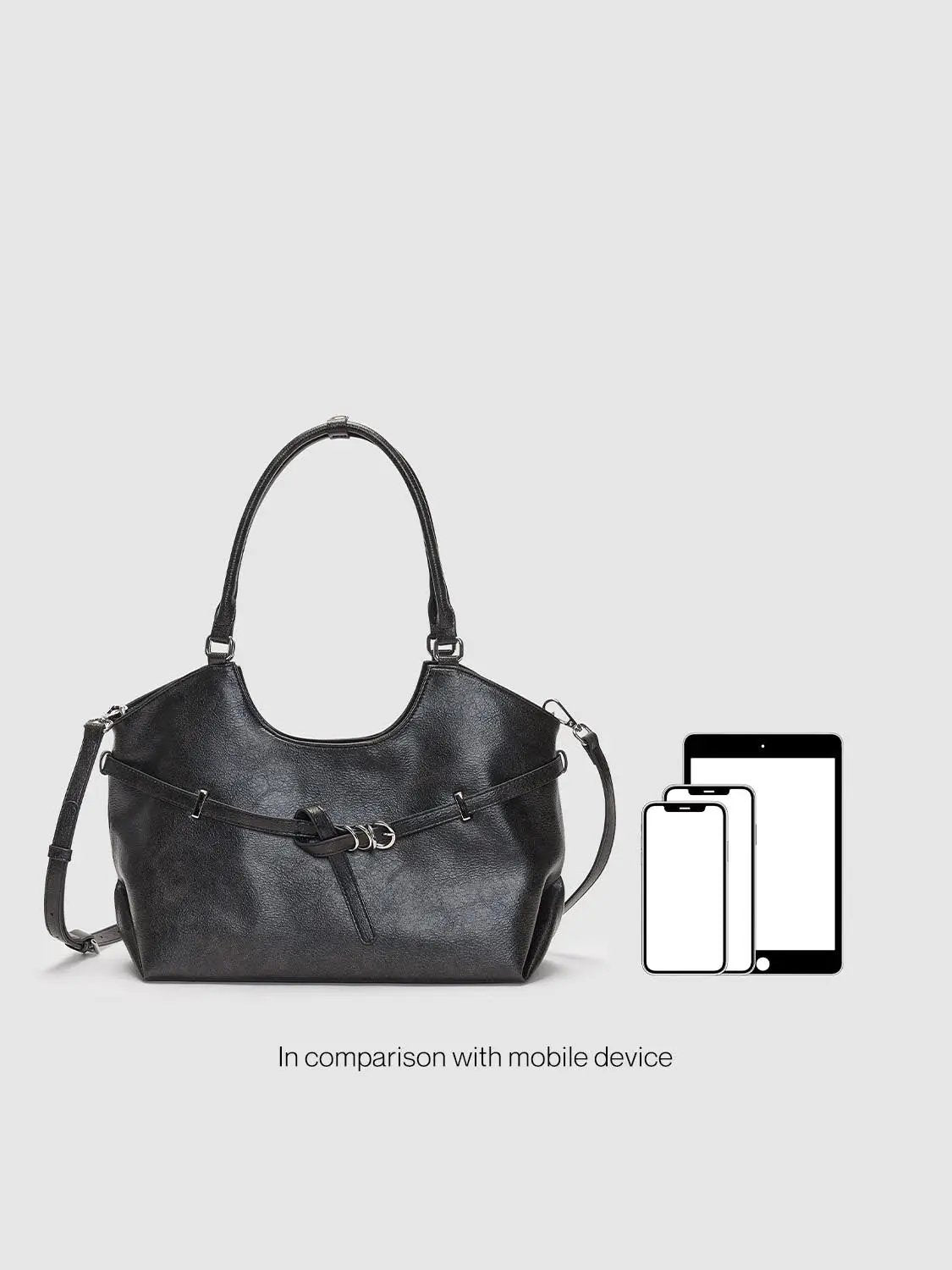 Textured Artificial Leather Buckle Shoulder Bag