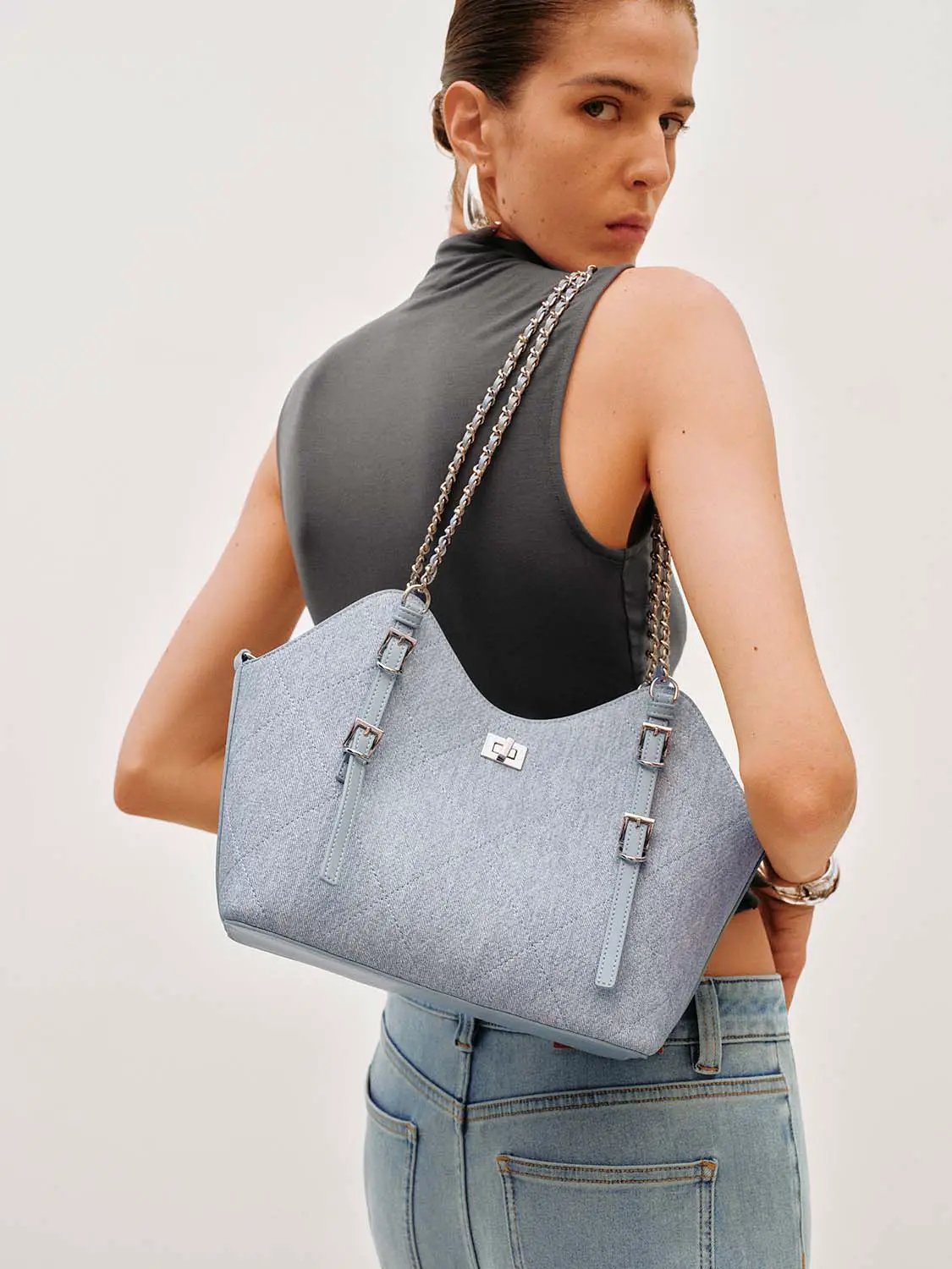Curved Top Textured Shoulder Crossbody Bag