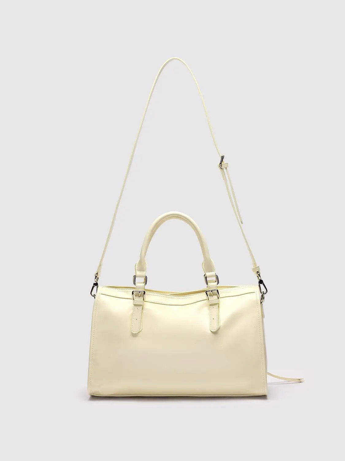 Glossy Black Crossbody Tote Front Zip Pocket Bag