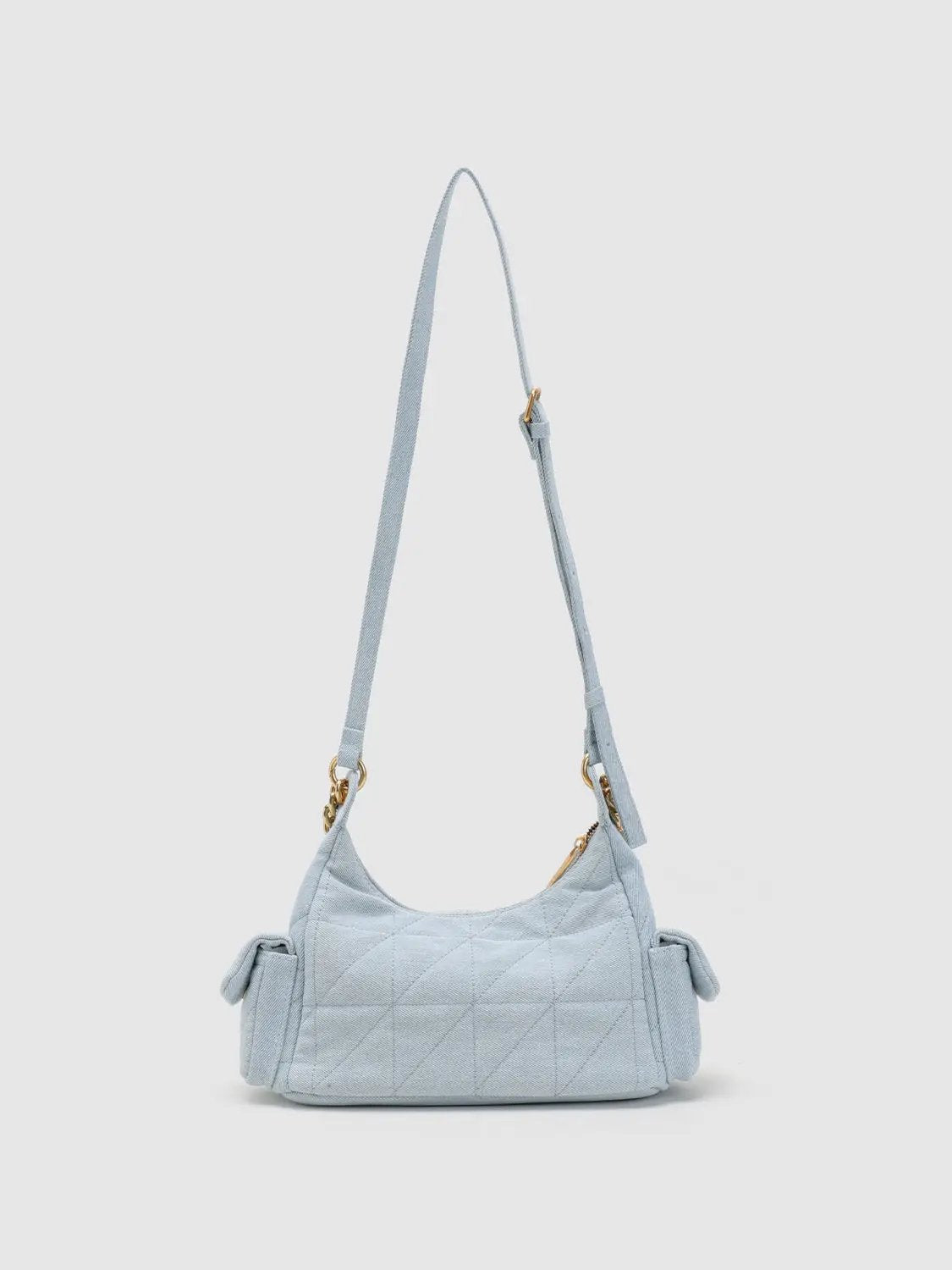 Quilted Chain Detail Front Pocket Crossbody Bag