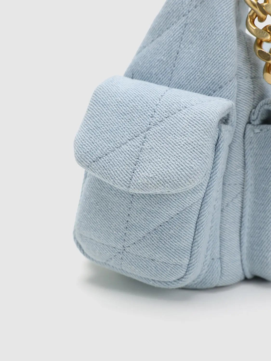 Quilted Chain Detail Front Pocket Crossbody Bag