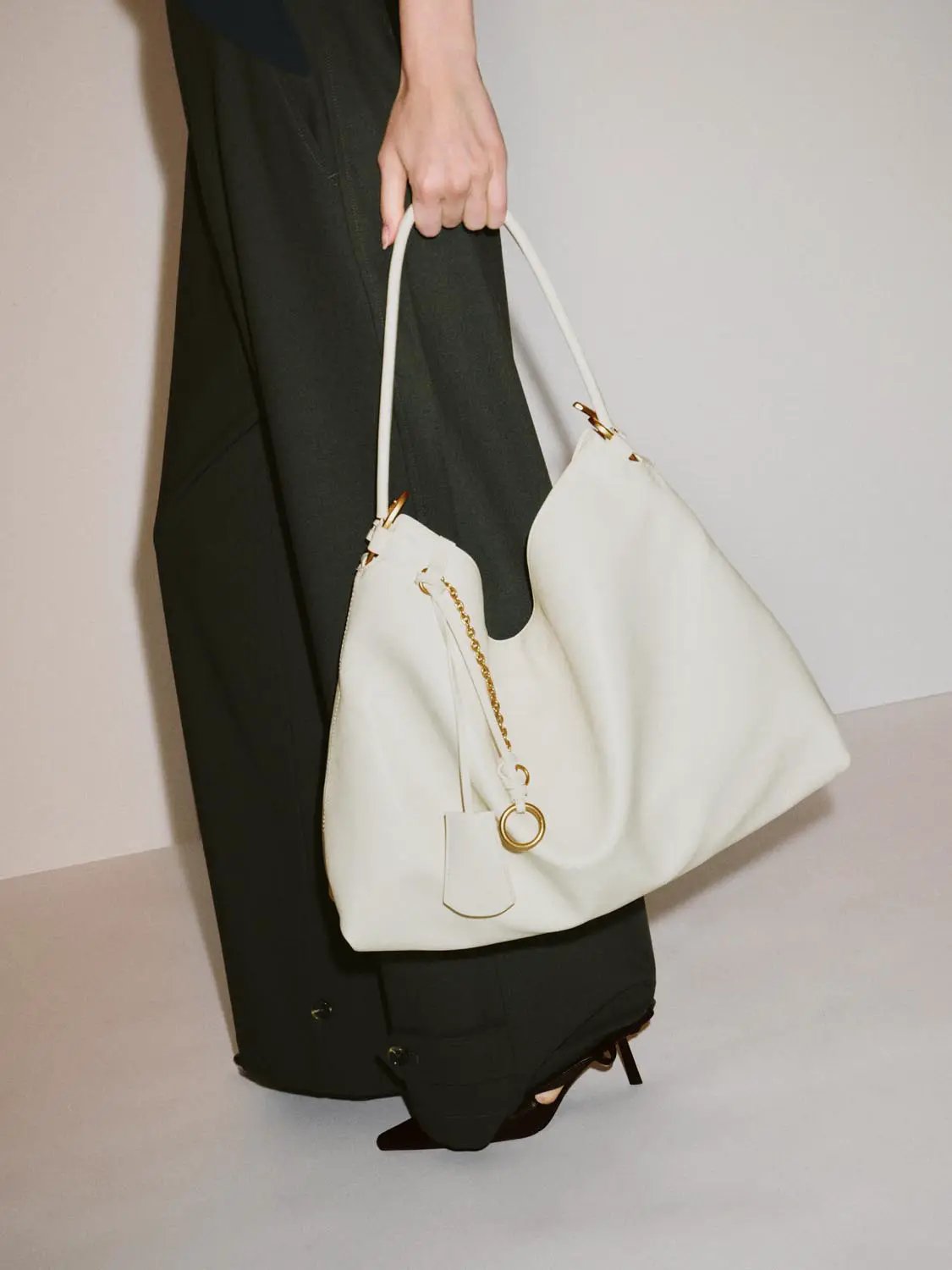 Slouchy Open Top Chain Shoulder Bag
