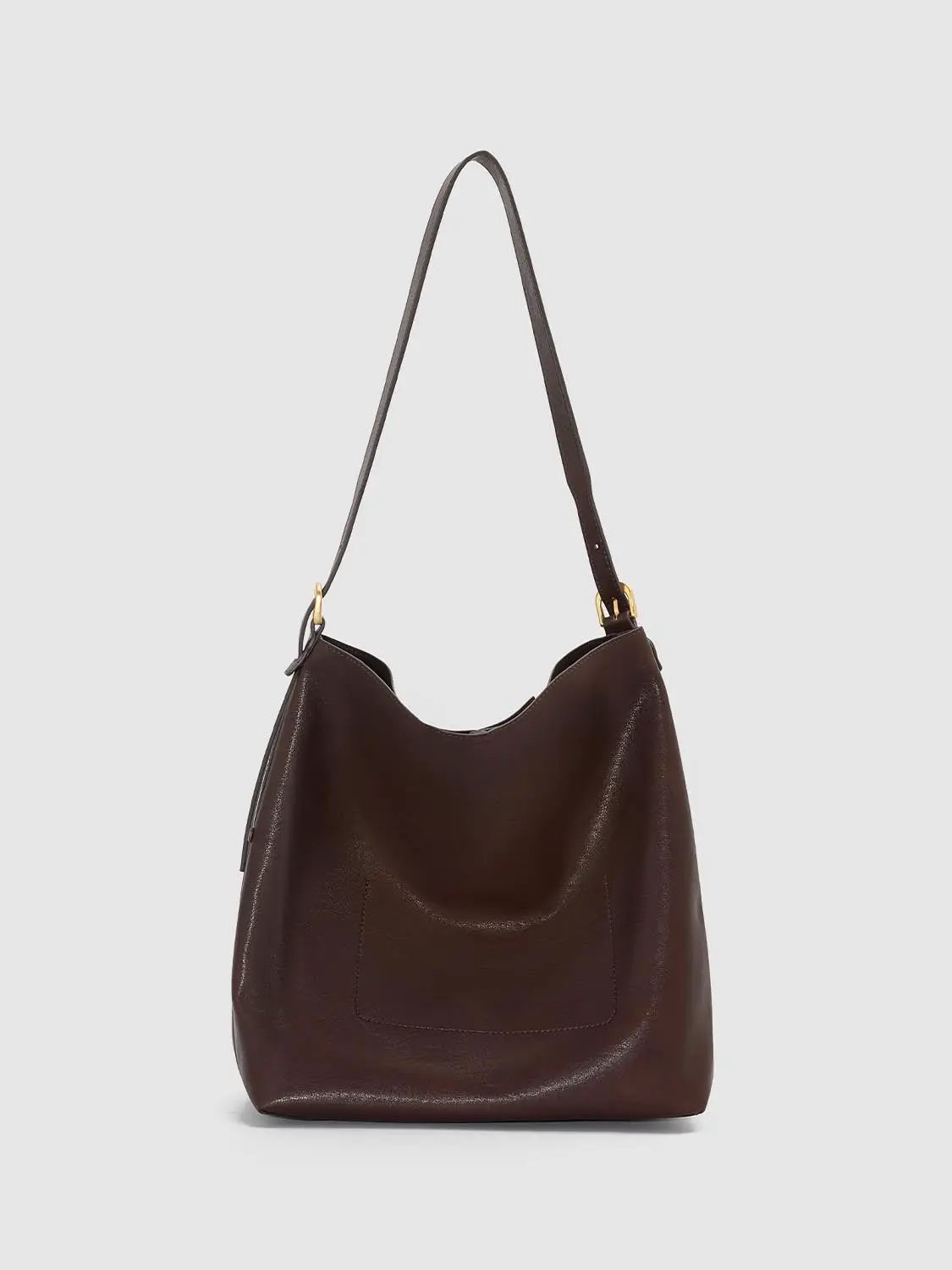 Slouchy Buckle Detail Long Shoulder Bag