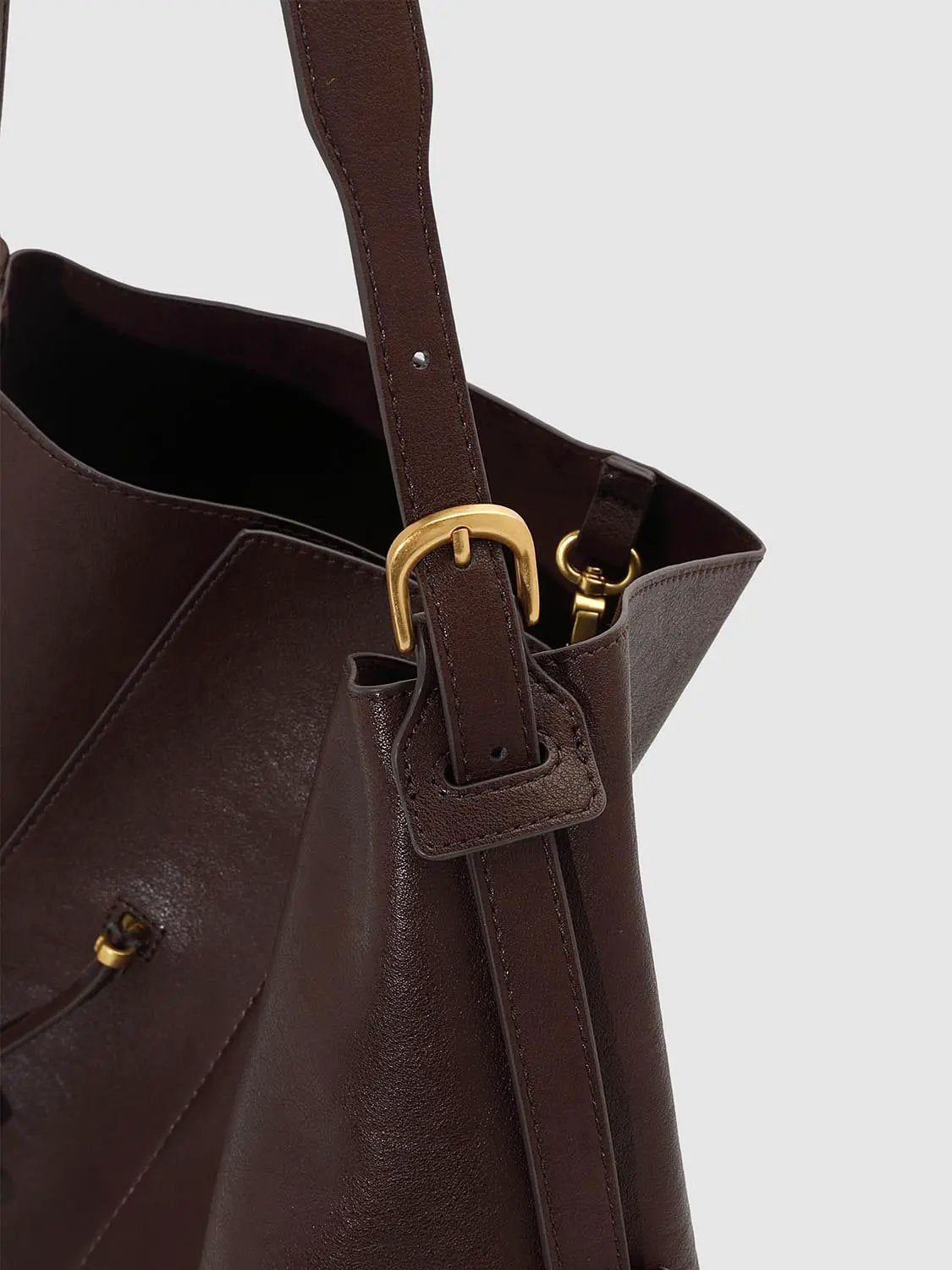 Slouchy Buckle Detail Long Shoulder Bag