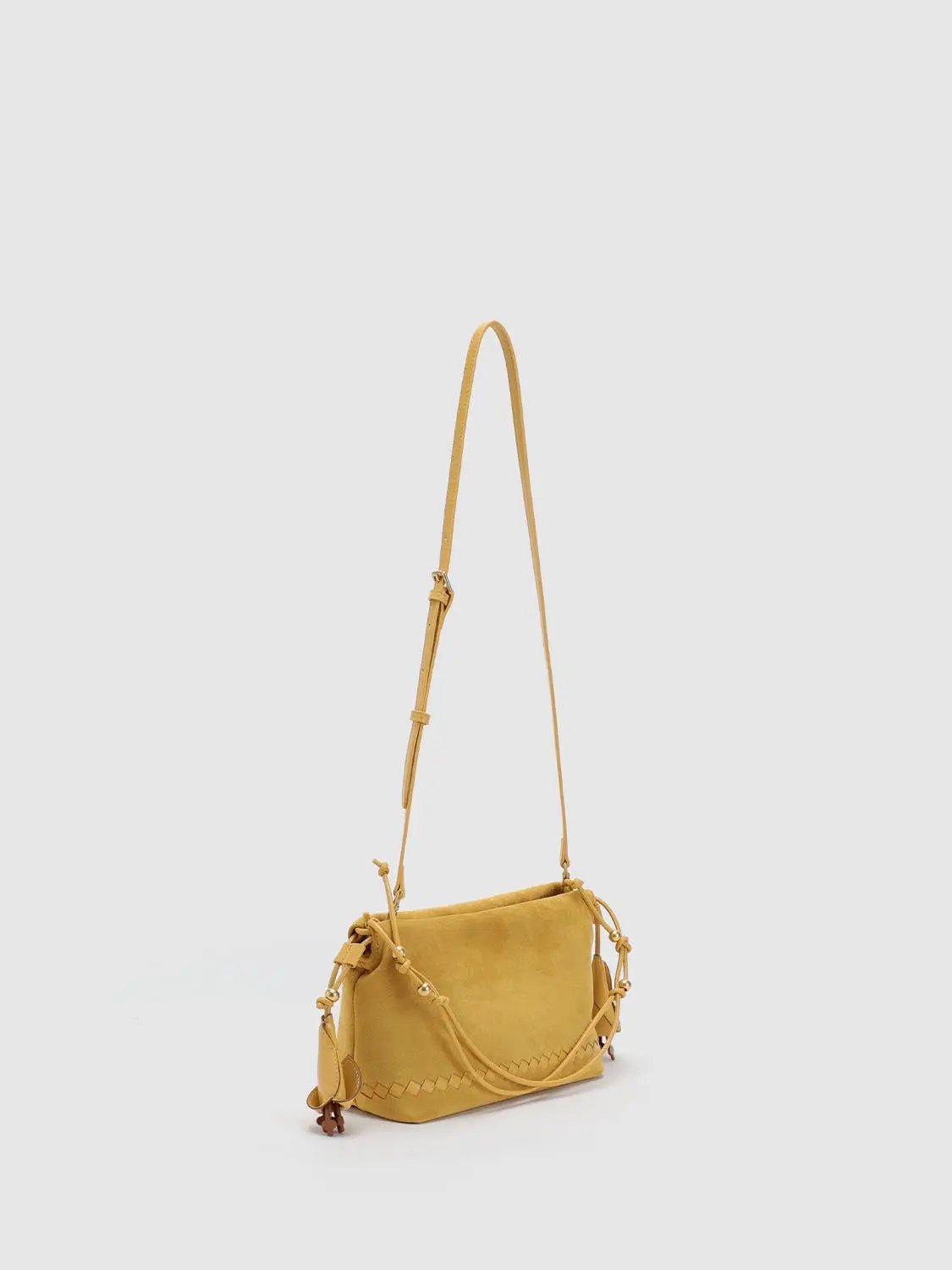 Textured Woven Front Drawstring Crossbody Bag