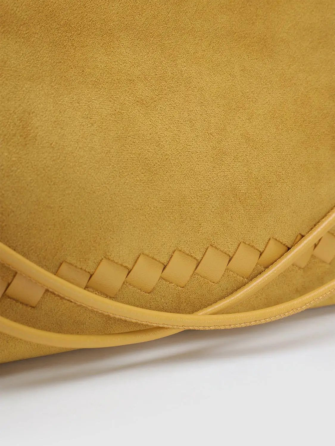 Textured Woven Front Drawstring Crossbody Bag