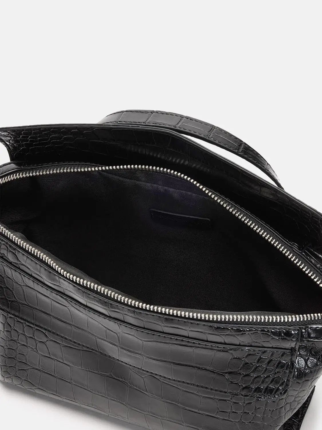 Embossed Crocodile Top Handle Crossbody Handbag