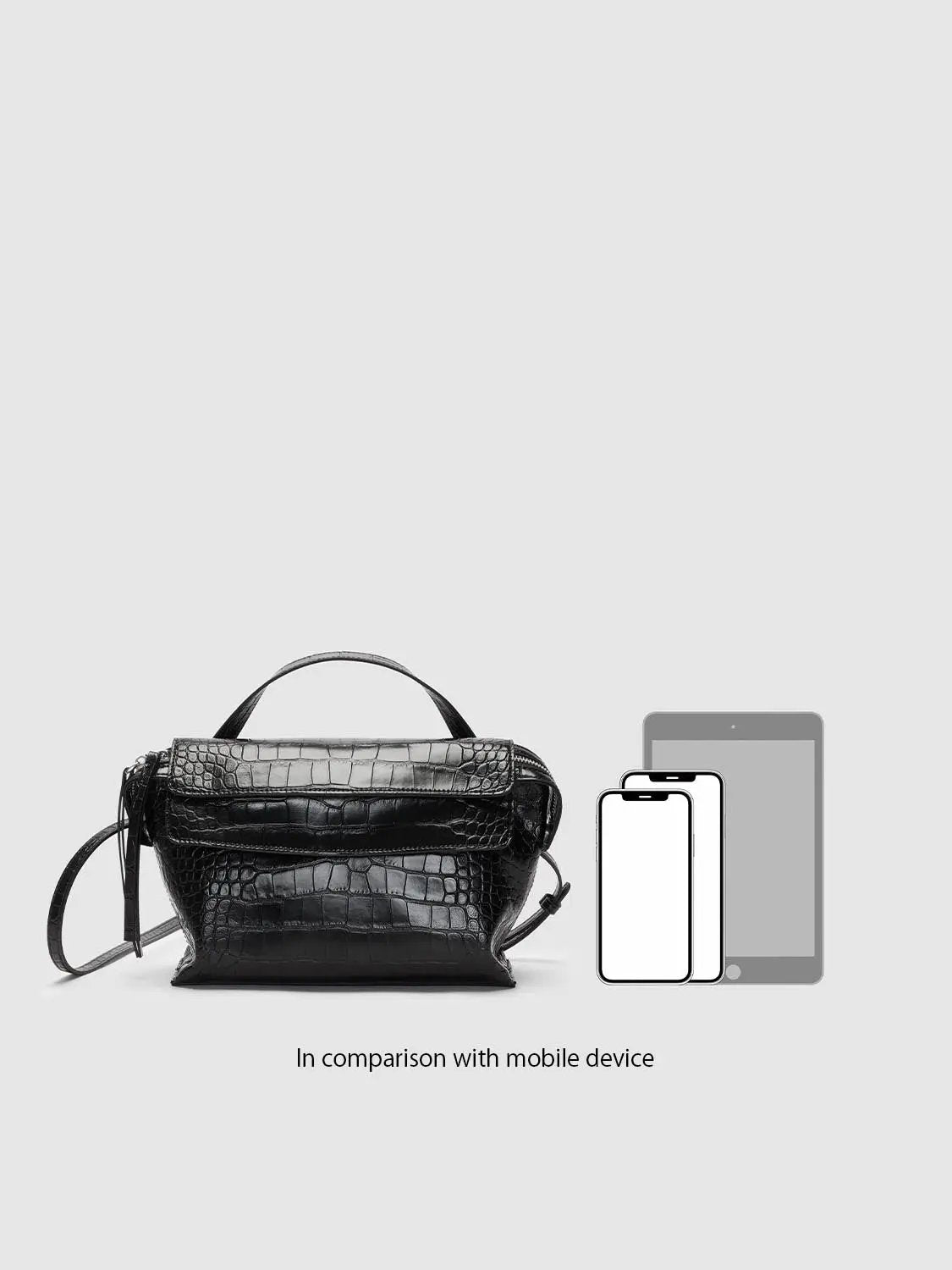 Embossed Crocodile Top Handle Crossbody Handbag