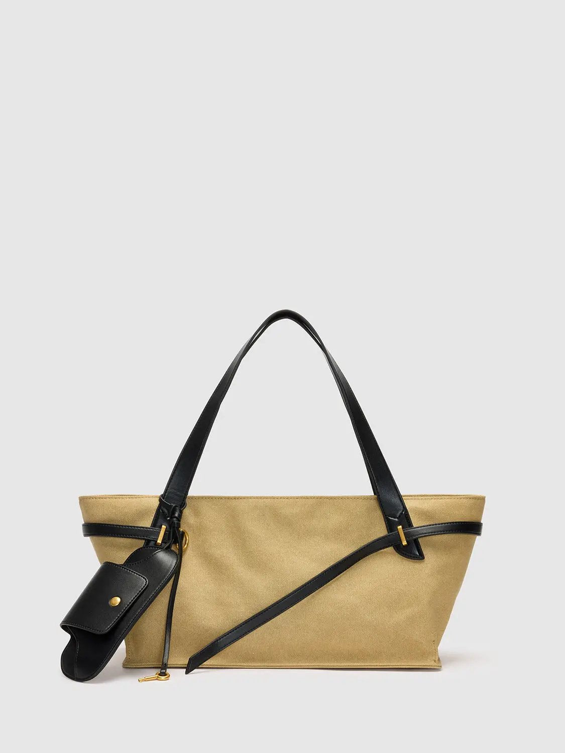 Two-tone Canvas Shoulder Bag With Crossbody Strap