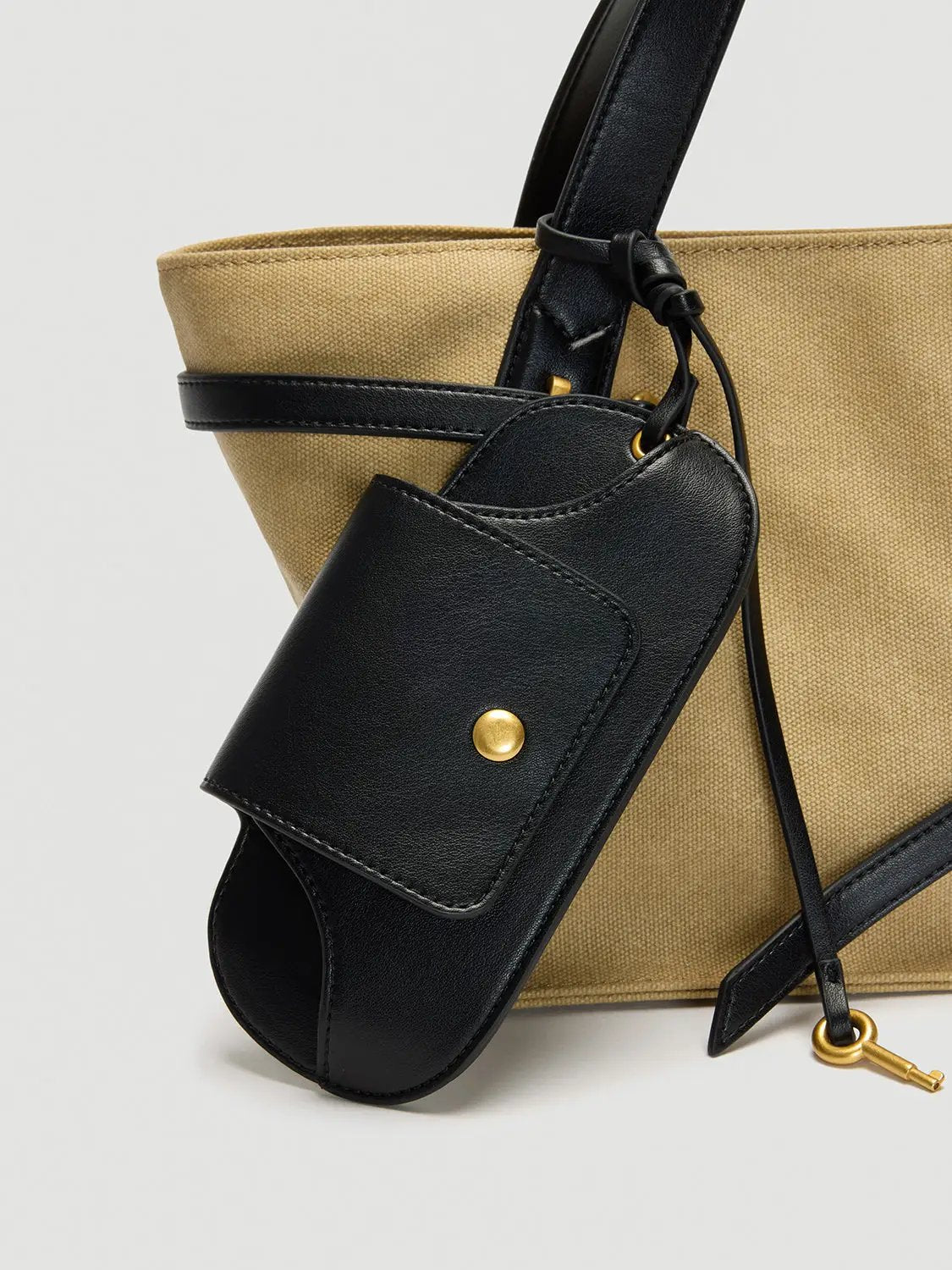 Two-tone Canvas Shoulder Bag With Crossbody Strap