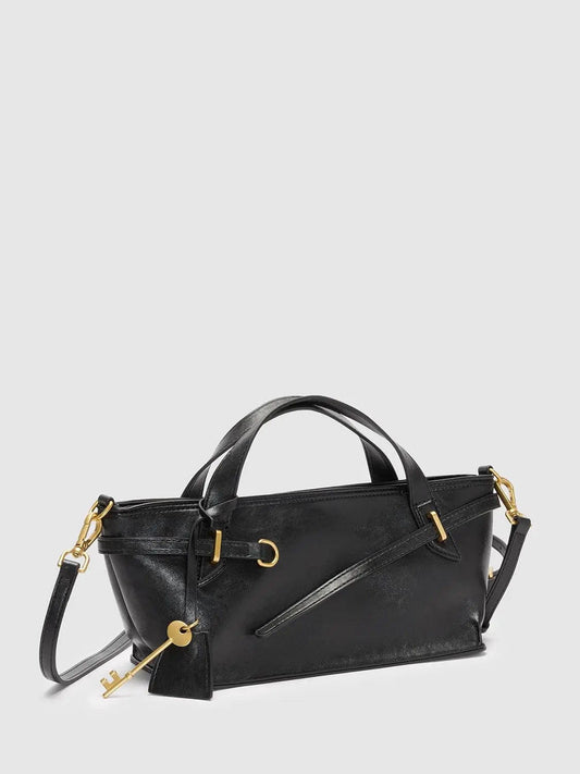 Top Handle Faux Leather Crossbody Bag