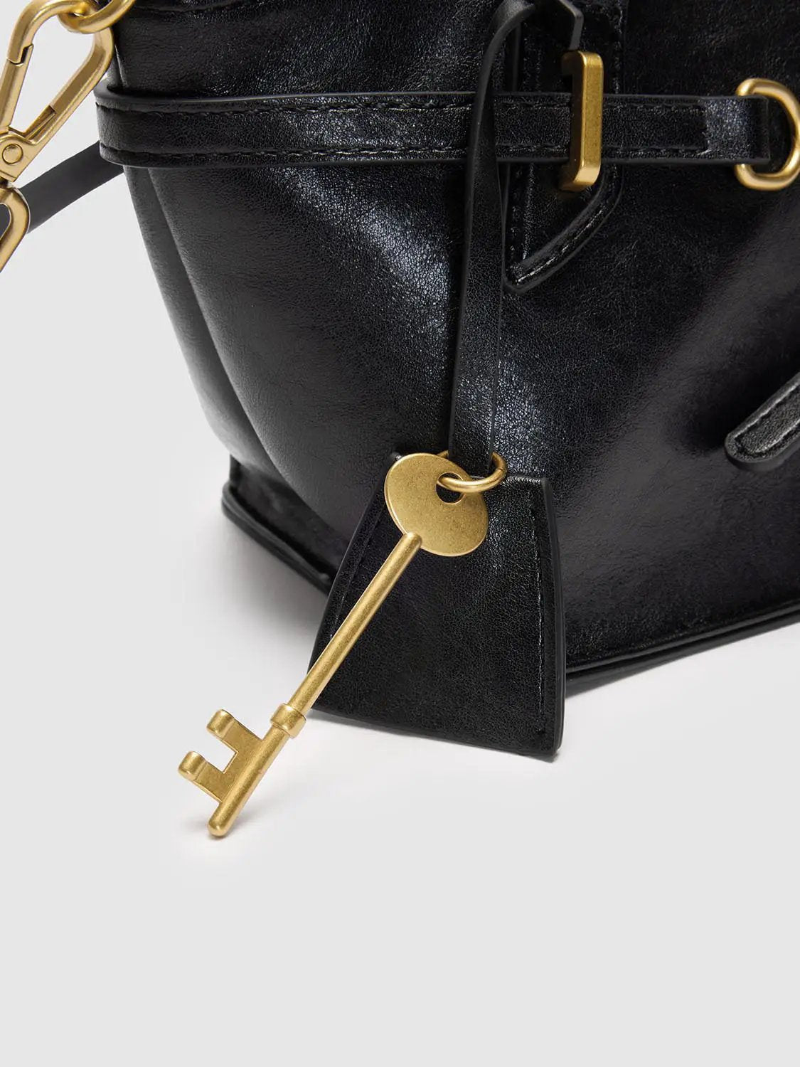 Top Handle Faux Leather Crossbody Bag