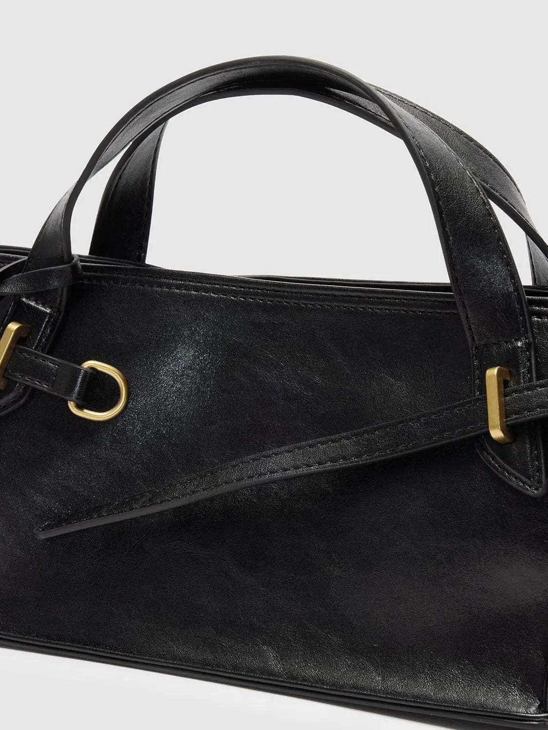 Top Handle Faux Leather Crossbody Bag