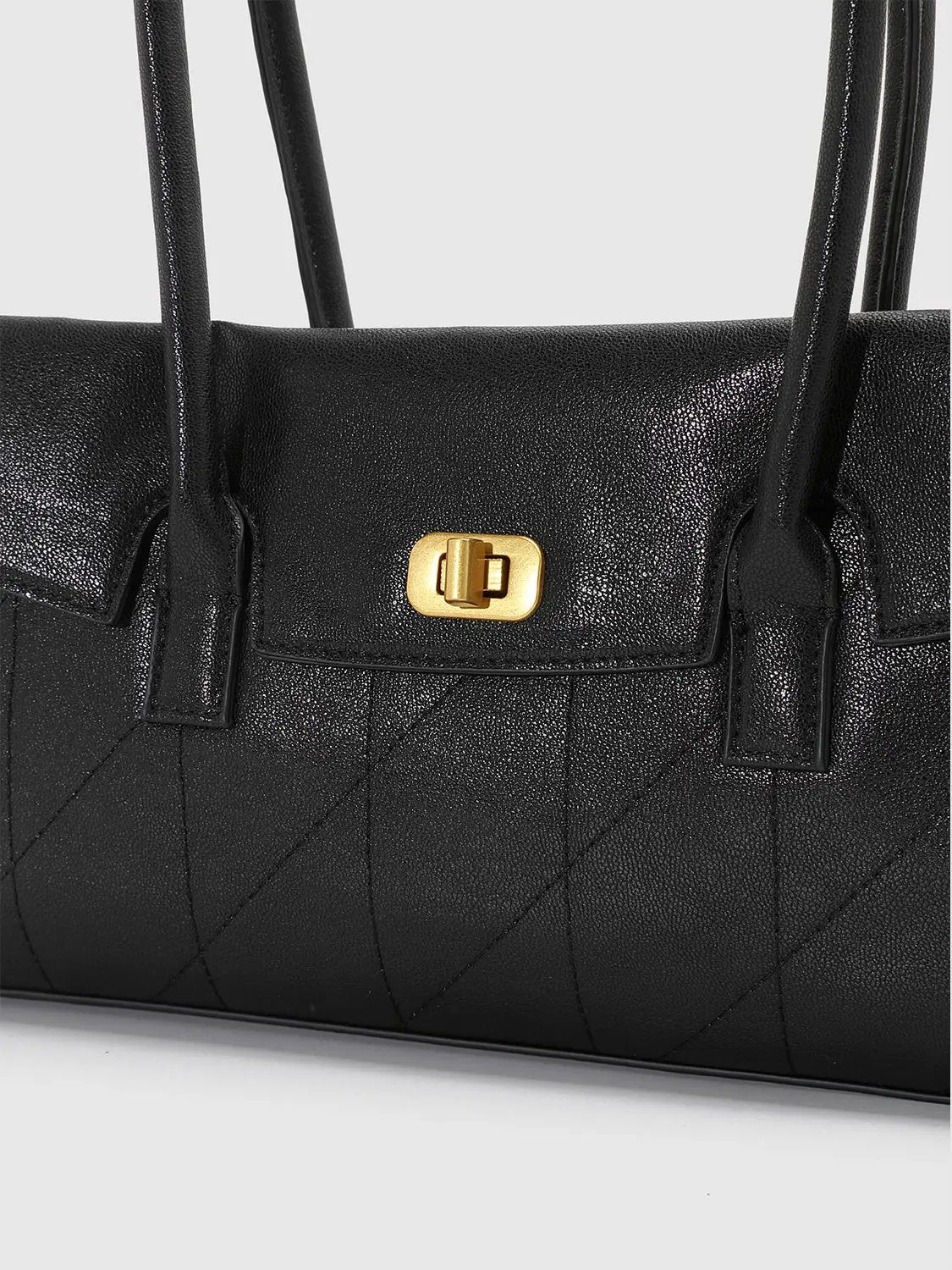 Artificial Leather Top Handle Flap Shoulder Bag