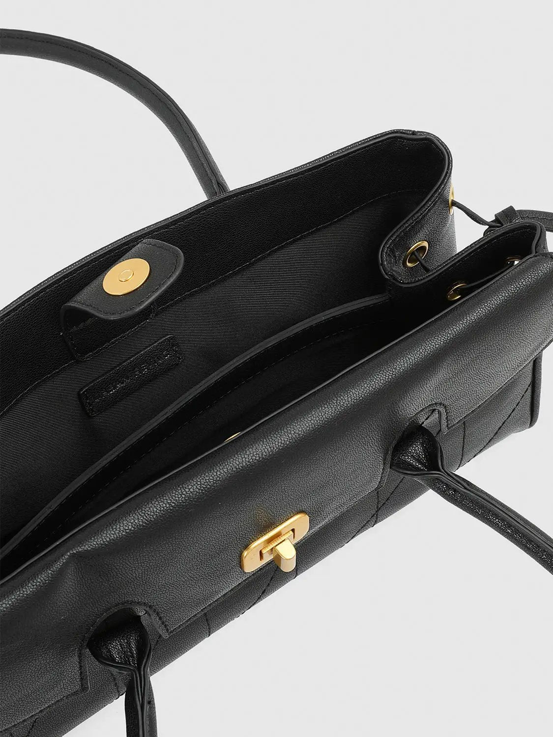Artificial Leather Top Handle Flap Shoulder Bag