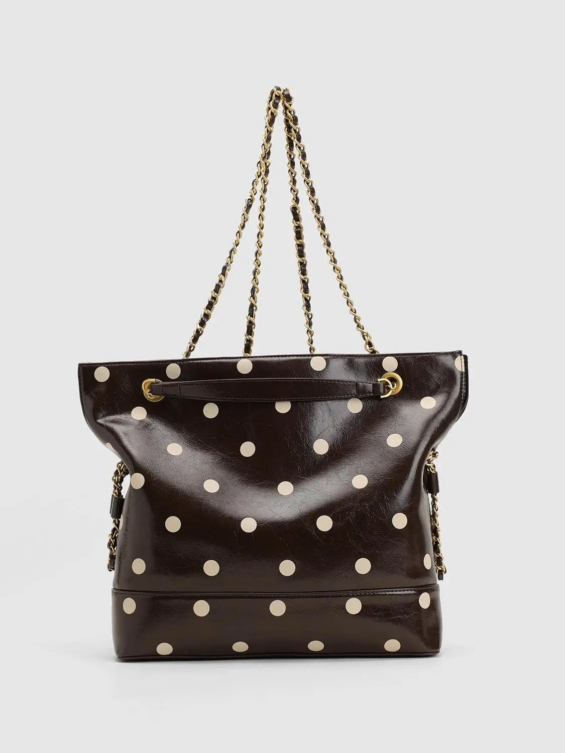 Polka Dot Artificial Leather Chain Tote Bag