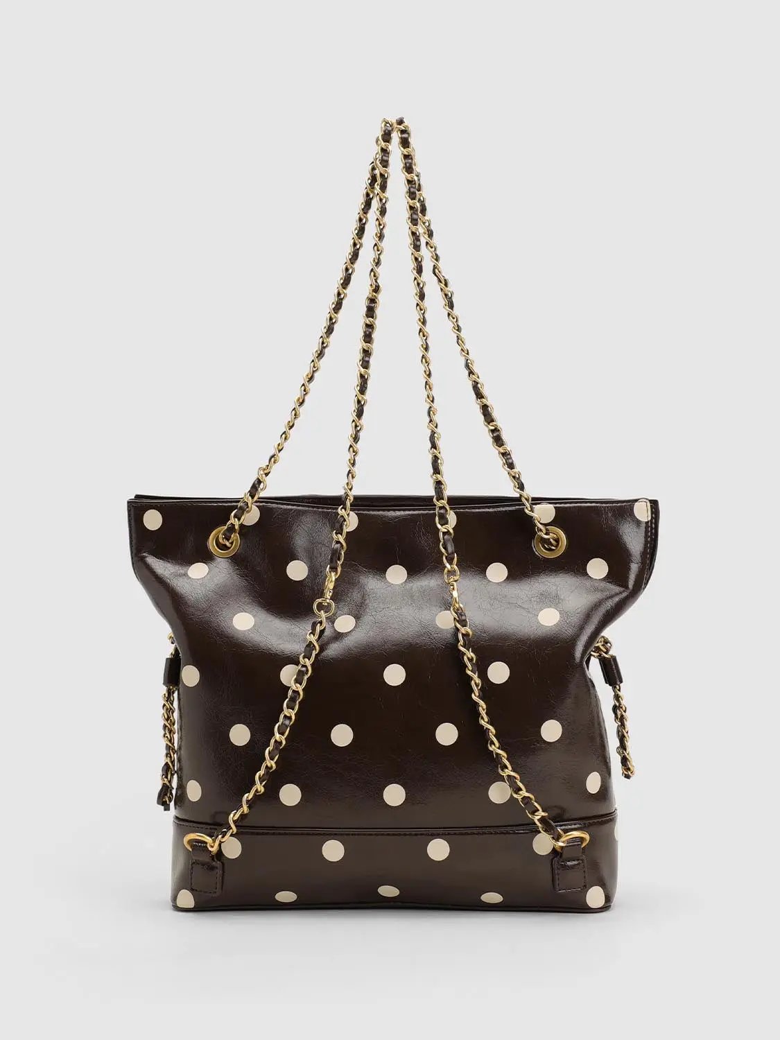 Polka Dot Artificial Leather Chain Tote Bag