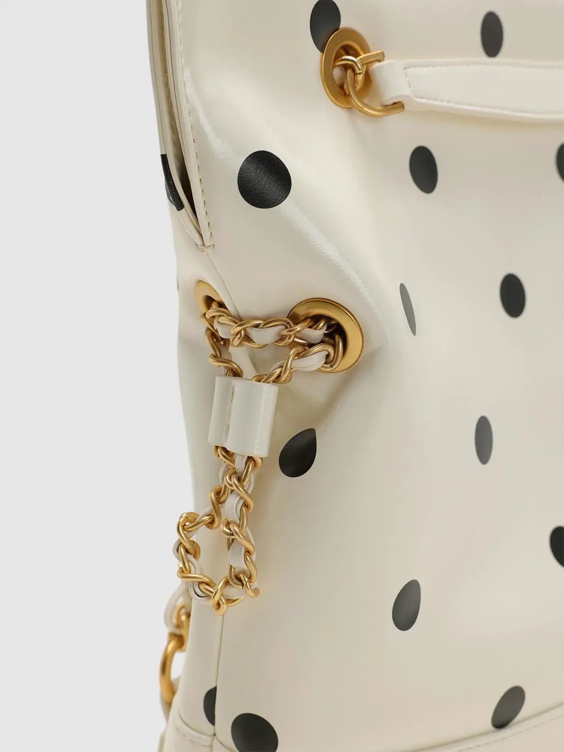 Polka Dot Artificial Leather Chain Tote Bag