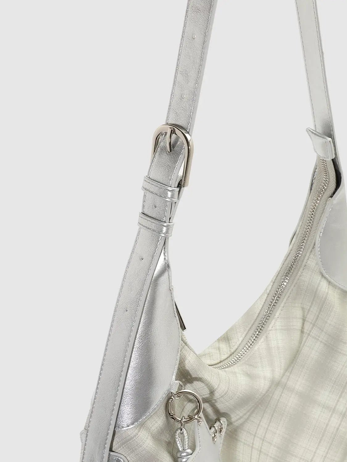 Checked Metallic Shoulder Bag With Star Charm