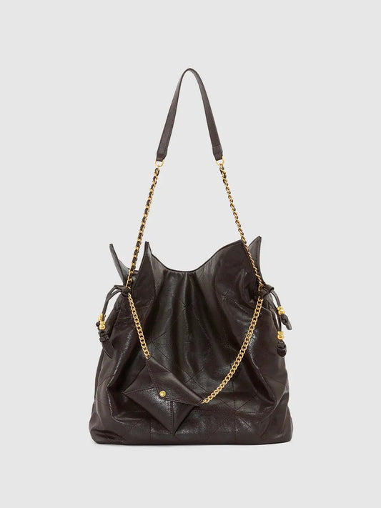 Quilted Drawstring Chain Strap Shoulder Bag