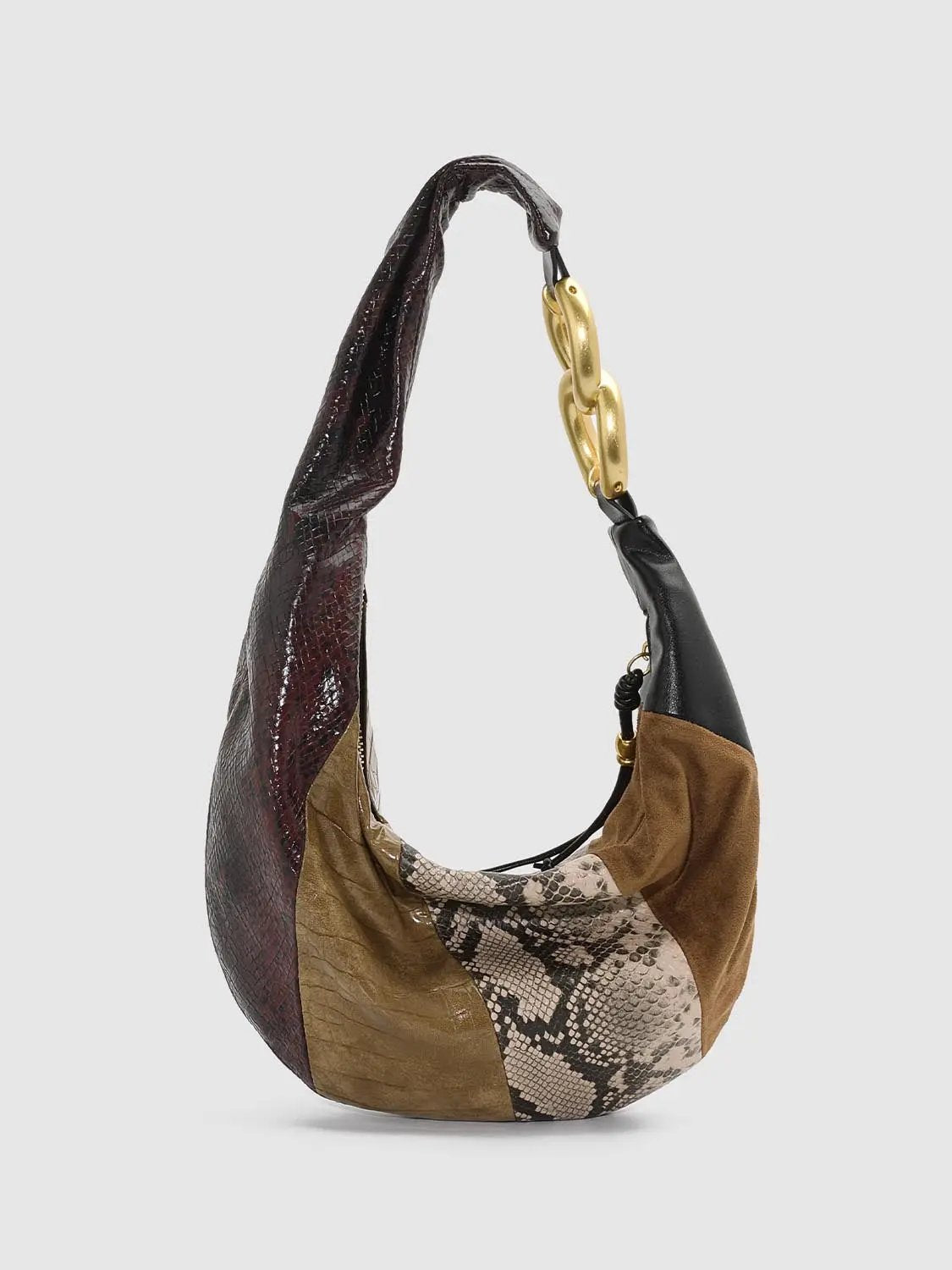 Patchwork Artificial Leather Shoulder Bag